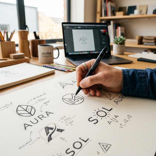 Phác thảo ý tưởng logo thủ công