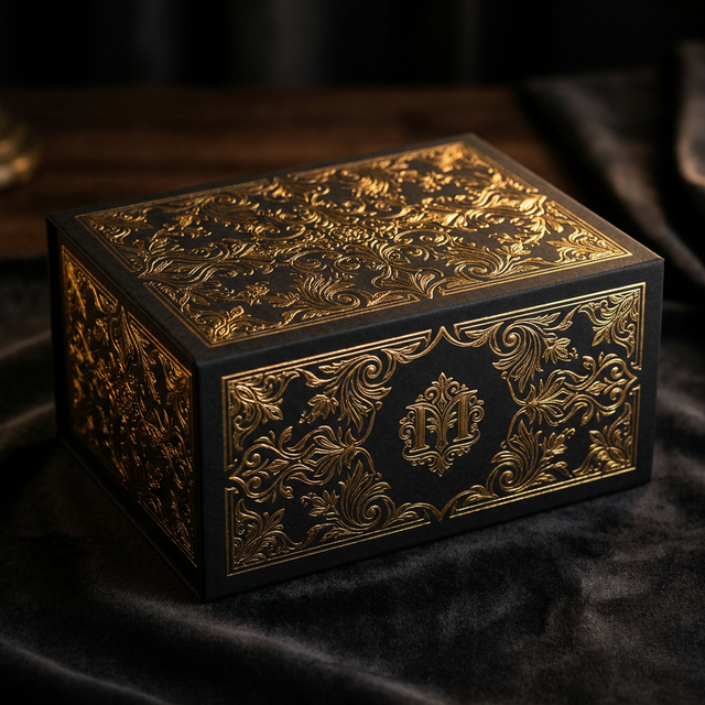 Thiết kế bao bì cao cấp với tông màu Đen và Vàng ánh kim