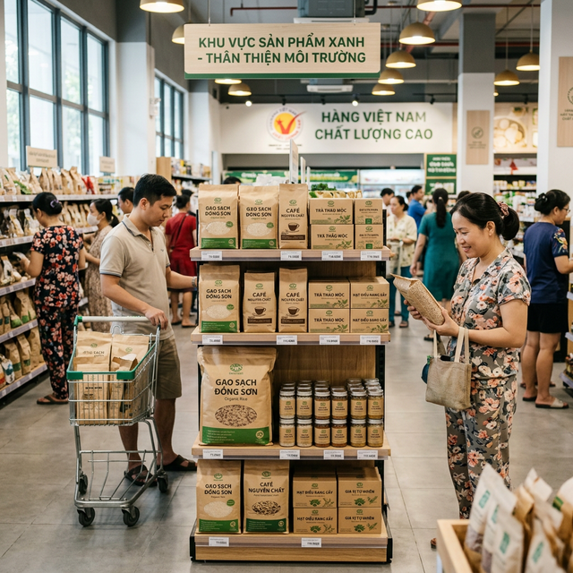 Người tiêu dùng Việt Nam lựa chọn sản phẩm bao bì xanh tại siêu thị